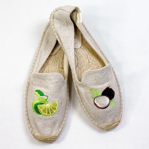 Soludos Lime & Coconut Embroidered Espadrille in Sand - Picture 4 of 5